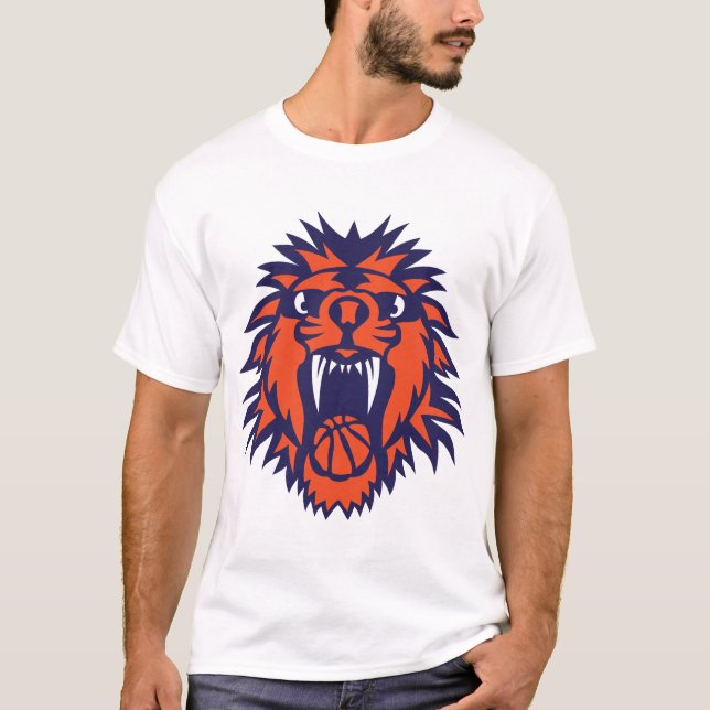 T-shirt basketball lion mange ballon sport (Devant)