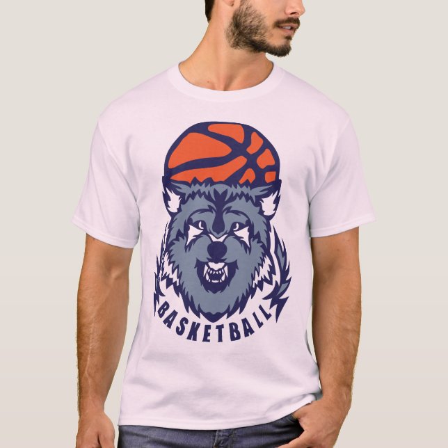 T-shirt basketball loup logo club wolf ballon cartoon (Devant)