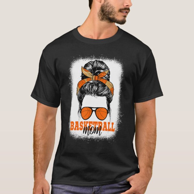 T-shirt Basketball Maman Bleached Messy Bun Maman Cut Mère (Devant)