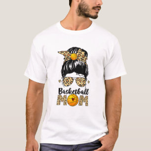 T-shirt Basketball Maman Leopard Messy Bun Bun Ball Maman