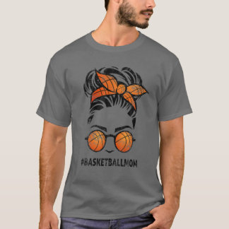 T-shirt Basketball Maman Messy Bun Lunettes de cheveux, Pa