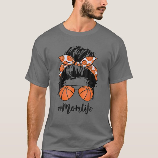 T-shirt Basketball Maman Vie Messager Bun Fier Femmes Bask (Devant)