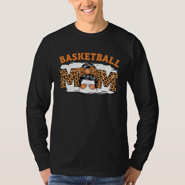 T-shirt Basketball Mom Messy Bun Cute Mother s Day Basketb (Devant)