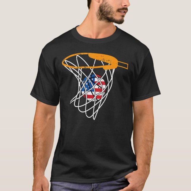 T-shirt Basketball Net 4th Of July Retro Sports Player Ath (Devant)