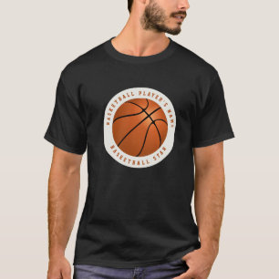 T-shirt Basketball Nom Personnalisé Noir et Blanc Orange
