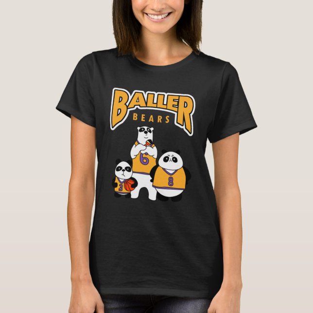 T-shirt Basketball Panda Ours avec Ours Polaire Couvert (Devant)