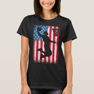 T-shirt Basketball Patriotique Américain 4 Juillet Drapeau