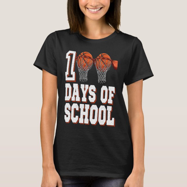 T-shirt Basketball Player 100 Days Of School Student Boys  (Devant)