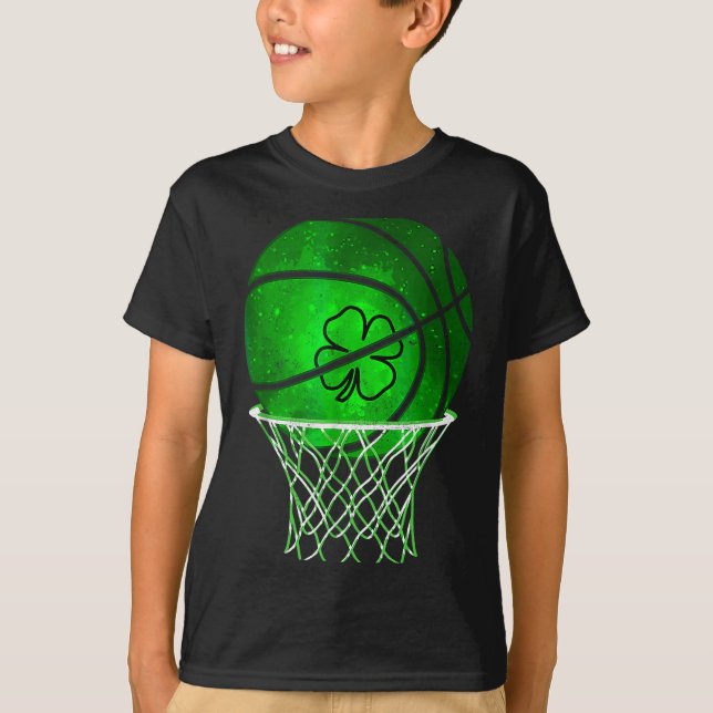 T-shirt Basketball Shamrock Lucky Clover Irish St Patrick' (Devant)
