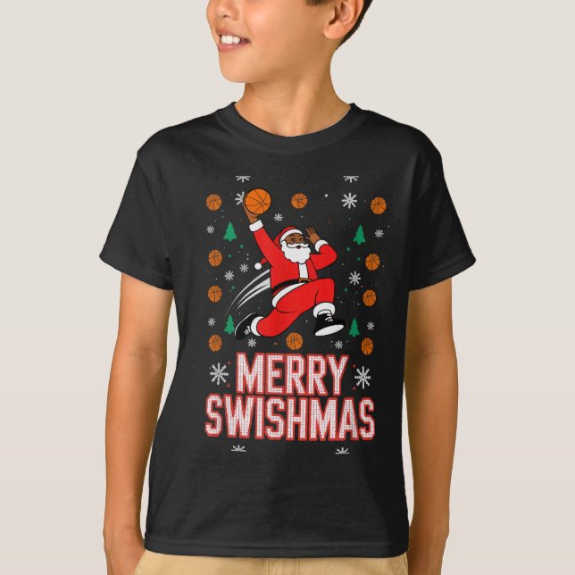 T-shirt Basketball Shirt Boys Christmas Pajamas Merry Swis (Devant)
