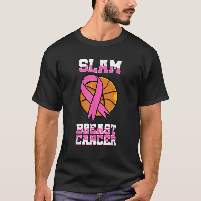 T-shirt Basketball Slam Cancer du sein Pink Awareness Ribb (Devant)