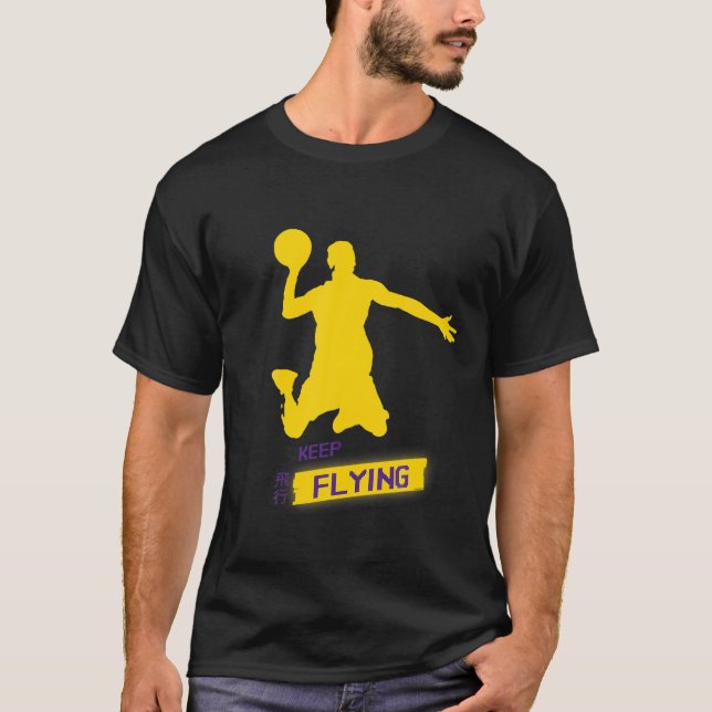 T-shirt Basketball Slam Dunk Jump Silhouette Player Keep F (Devant)