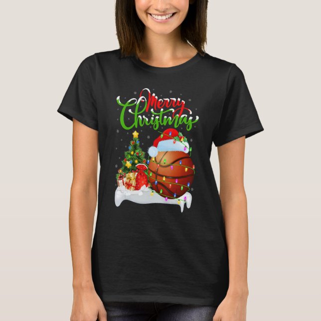 T-shirt Basketball   Xmas Decorations Santa Basketball Chr (Devant)