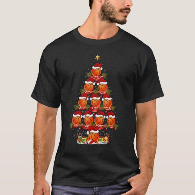 T-shirt Basketball   Xmas Holiday Basketball Christmas Tre (Devant)