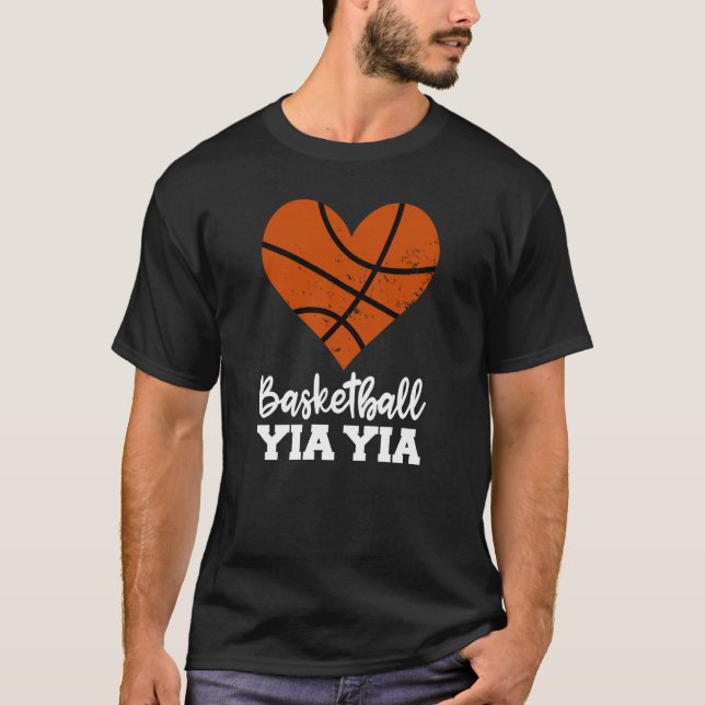 T-shirt Basketball Yia Yia Basketball Heart Grandma YiaYia (Devant)