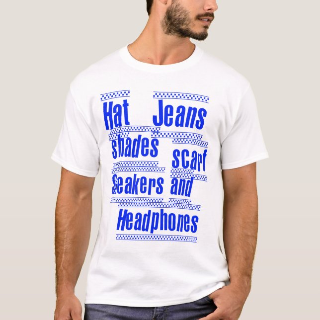 T-SHIRT BASKETS ET ÉCOUTEURS D'ÉCHARPE DE NUANCES DE JEANS (Devant)
