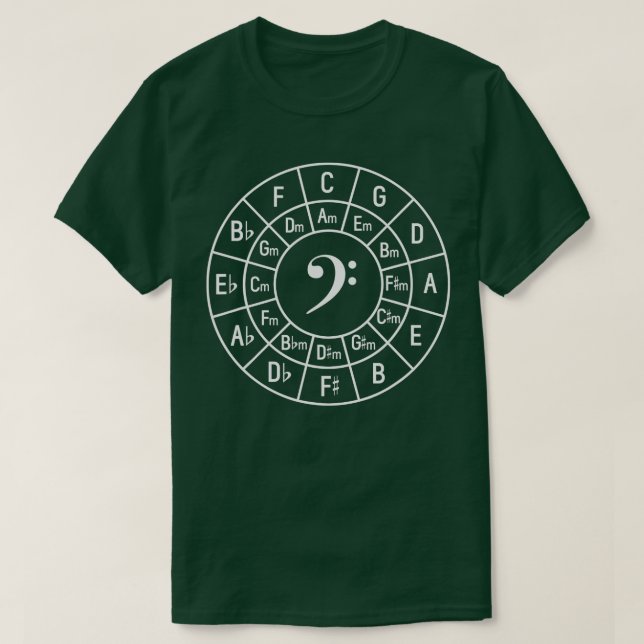 T-shirt Bass Clef Circle Of Fifth 5th Composer Musicien (Design devant)