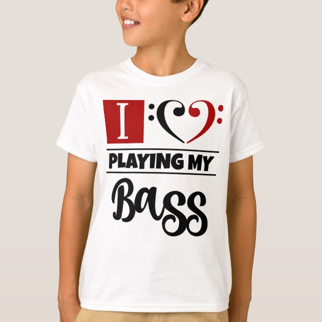 T-shirt Bass Clef Coeur J'Aime Jouer Ma Basse (Devant)