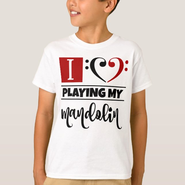 T-shirt Bass Clef Coeur J'Aime Jouer Ma Mandoline (Devant)