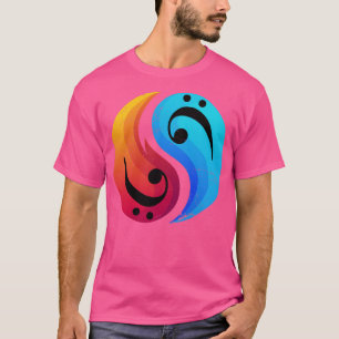 T-shirt Bass Clef Guitare Yin Et Yang Retro Baid