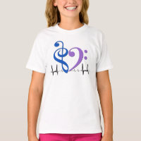 Bass Clef Heart EKG Waves Blue & Amethyst