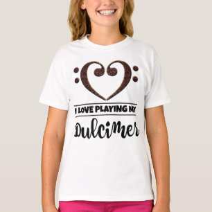 T-shirt Bass Clef Heart Love Jouer Dulcimer