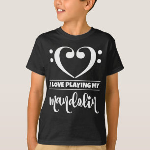T-shirt Bass Clef Heart Love Jouer Mandolin