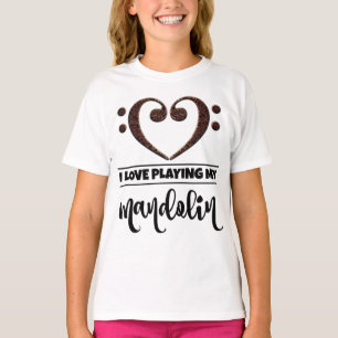 T-shirt Bass Clef Heart Love Jouer Mandolin
