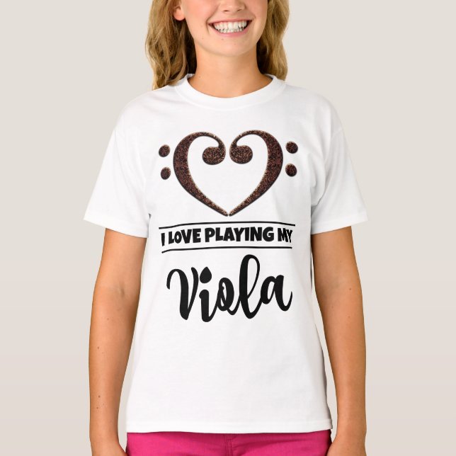 T-shirt Bass Clef Heart Love Jouer Viola (Devant)