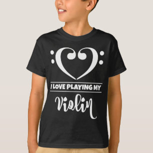 T-shirt Bass Clef Heart Love Jouer Violon