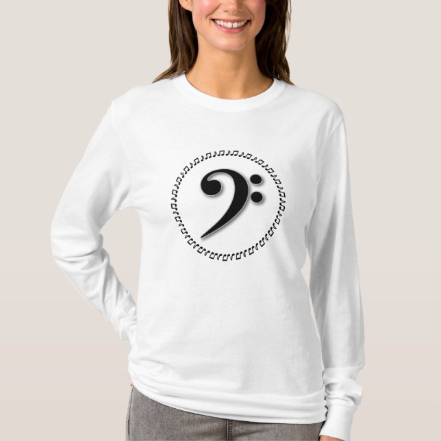 T-shirt Bass Clef Music Note Design (Devant)