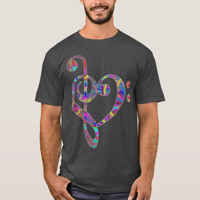 T-shirt Bass Clef Musicien Valentines Jour Cadeaux Treble (Devant)