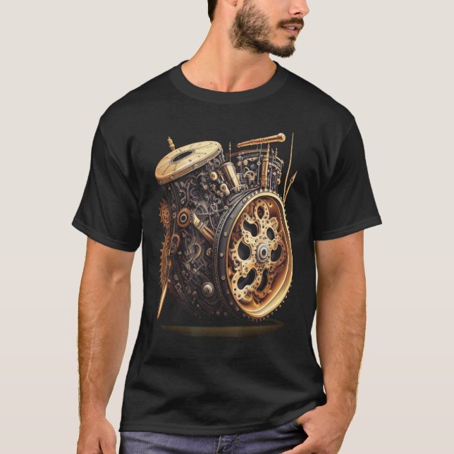 T-shirt Bass drum  music instrument Graphic steampunk (Devant)