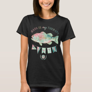 T-shirt Bass Est Ma Thérapie Fille Pêche Rose Cyan USA Bas