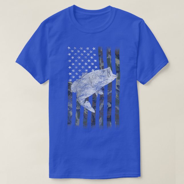 T-shirt Bass Fishing American Camo USA Drapeau pour pêcheu (Design devant)