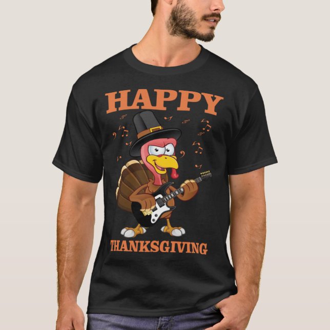 T-shirt Bass guitar guitarist Turkey thanksgiving (Devant)