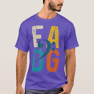 T-shirt Bass Player Vintage EADG Double Bass Clef Baid