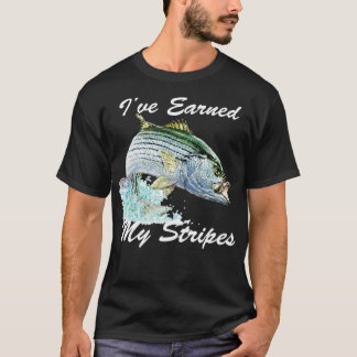 T-shirt Bass rayé Rockfish Fishing Gift Ive Gagné Mon S