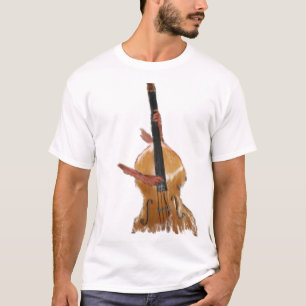 T-shirt Basse acoustique droite avec le musicien de mains