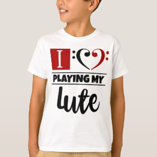 T-shirt Basse Clef Coeur J'Aime Jouer Ma Lute