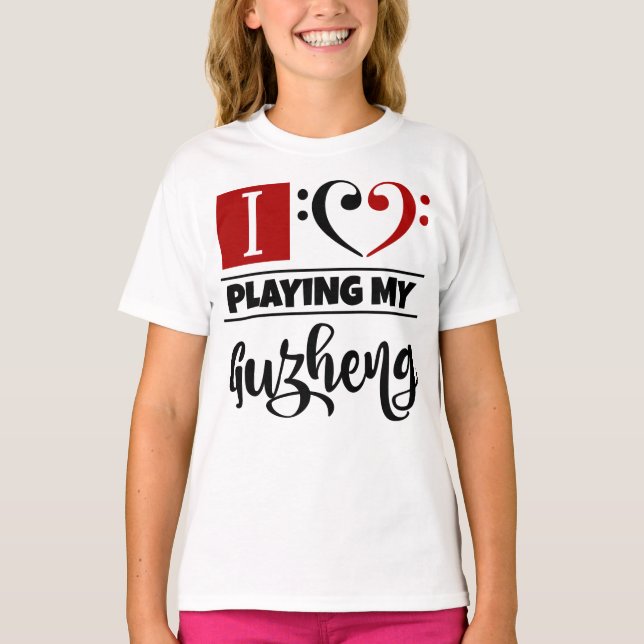 T-shirt Basse Clef Coeur J'Aime Jouer Mon Guzheng (Devant)