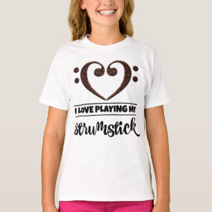 T-shirt Basse Clef Coeur J'Aime Jouer Mon Strumstick