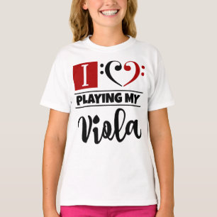 T-shirt Basse Clef Coeur J'Aime Jouer Mon Viola