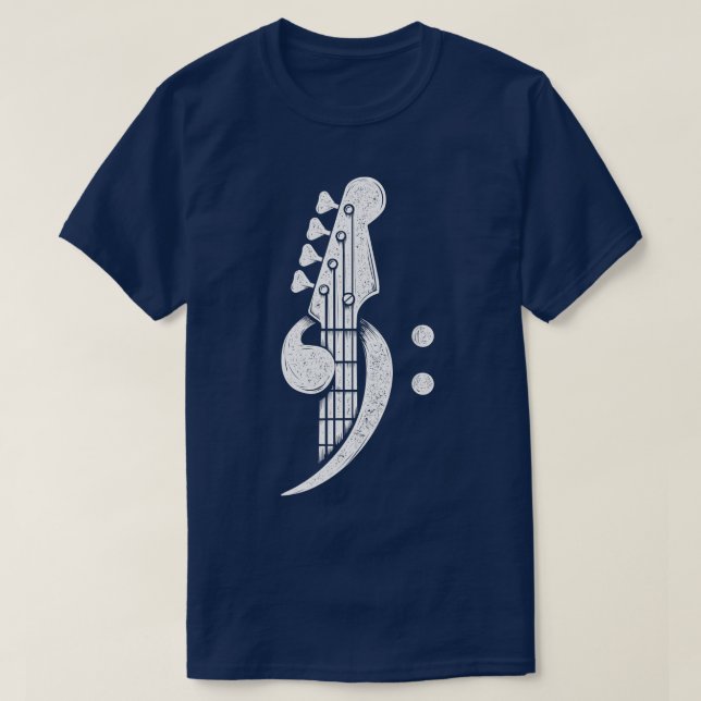 T-shirt Basse Cleff Headstock Baid Basse Guitare Musicien (Design devant)