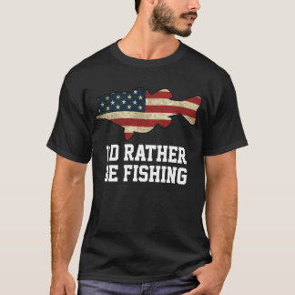 T-shirt Basse Drapeau Américain Plutôt Pêcher