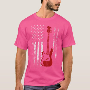 T-shirt Basse Guitare Américaine Drapeau Basse Guitare T C