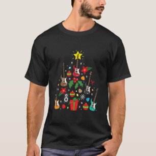 T-shirt Basse Guitare Arbre de Noël Arbre de Noël Drôle ca