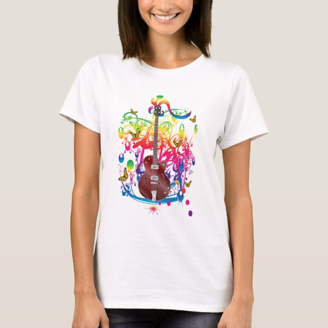 T-shirt Basse guitare couleur splash (Devant)