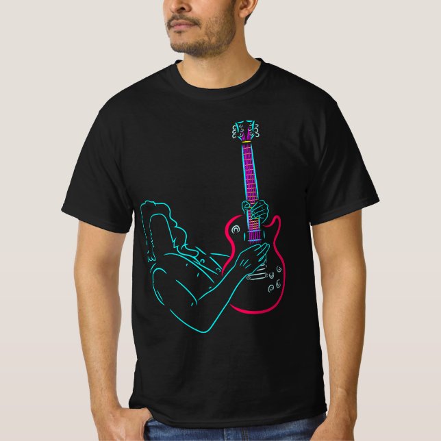 T-shirt Basse Guitare électrique. Rock Band. Guitariste. M (Devant)