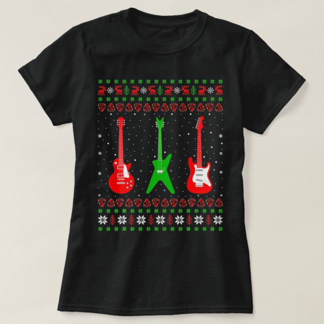 T-shirt Basse Guitare Musique Joueur Xmas Cadeau Ugly Guit (Design devant)